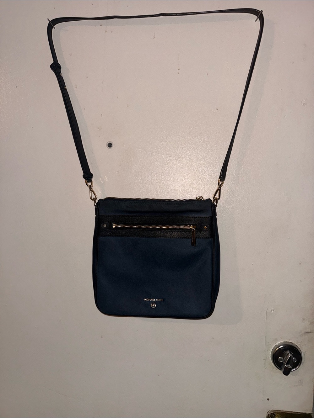 Michael Kors Navy Crossbody Bag with Gold Hardware